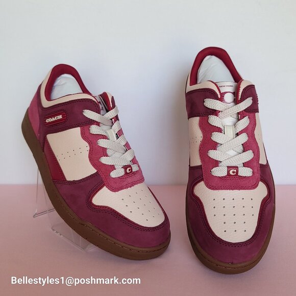 COACH Low Top Leather and Suede Sneakers C201- Pink color- Women’s US Size 9B ⭐ - Picture 3 of 16